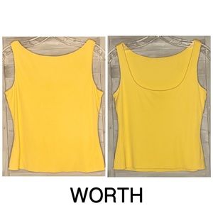 Worth 100% silk solid yellow tank top boatneck with scoop back neckline size 4